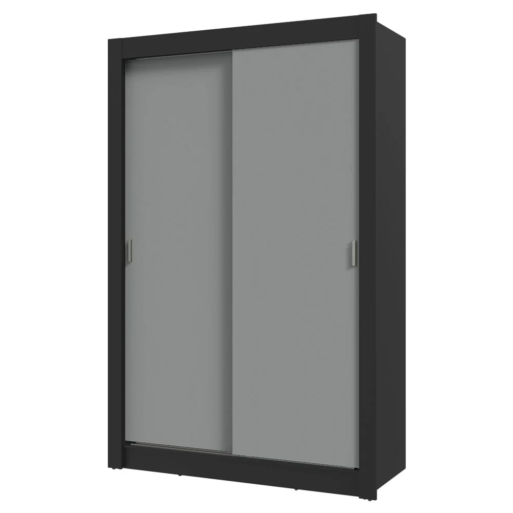 Guarda-Roupa Solteiro 2 Portas de Correr 4 Gavetas Preto/Cinza Vivare Plus Madesa - Image 2