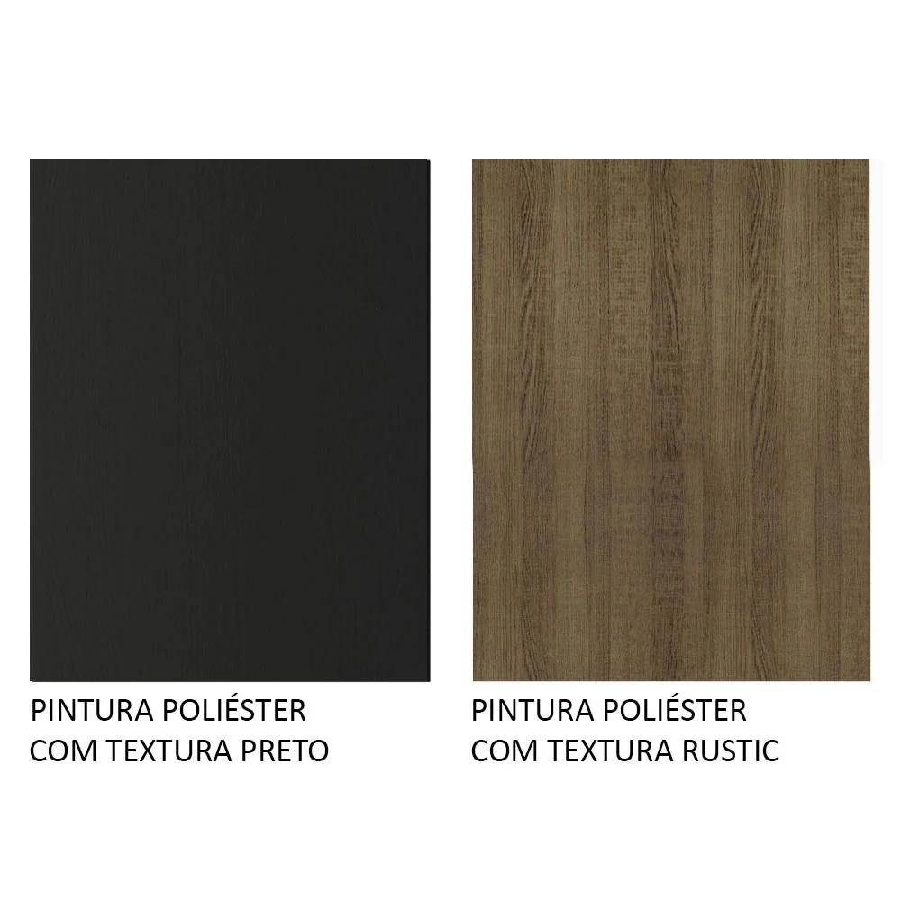 Guarda-Roupa Solteiro 2 Portas de Correr 4 Gavetas Preto/Rustic Vivare Plus Madesa - Image 10