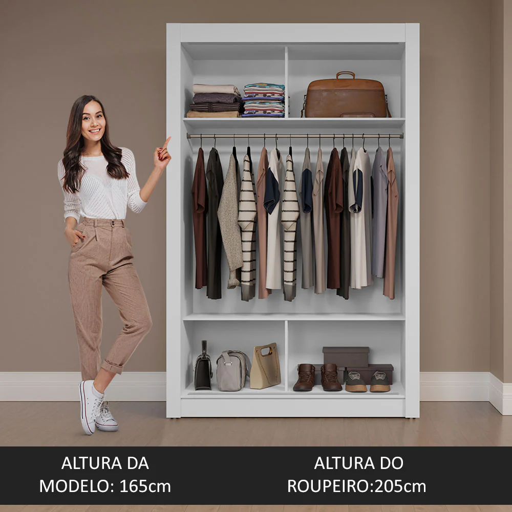 Guarda-Roupa Solteiro 2 Portas de Correr Branco/Rustic Milano Madesa - Image 5