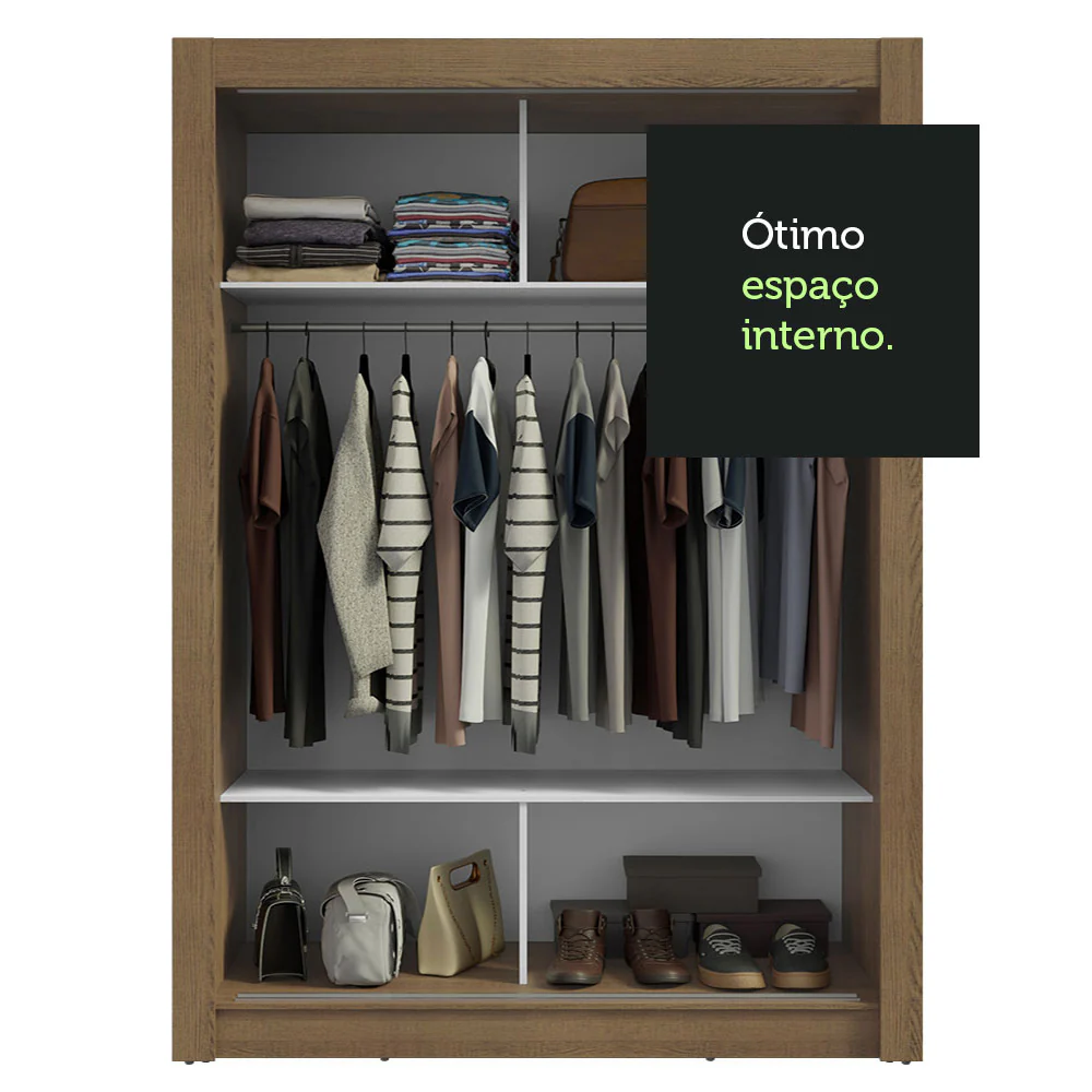Guarda-Roupa Solteiro 2 Portas de Correr com Espelho Rustic/Cinza Milano Madesa - Image 8