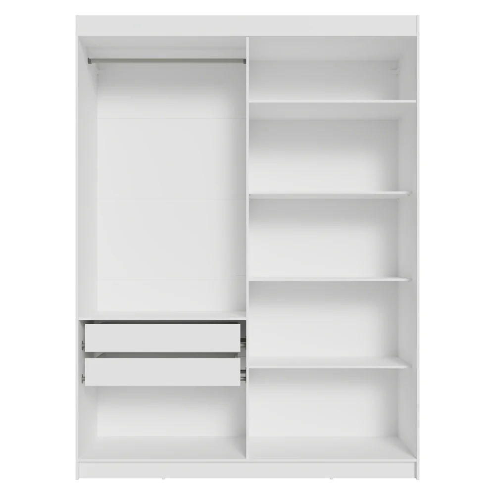 Guarda-Roupa Solteiro 4 Portas Batentes com Espelhos Branco/Branco/Preto Venus Madesa - Image 10