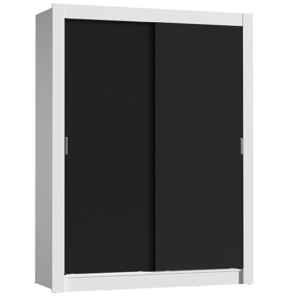 Guarda-Roupa Solteiro Madesa Dallas Plus 2 Portas de Correr 4 Gavetas Branco/Preto - Image 2