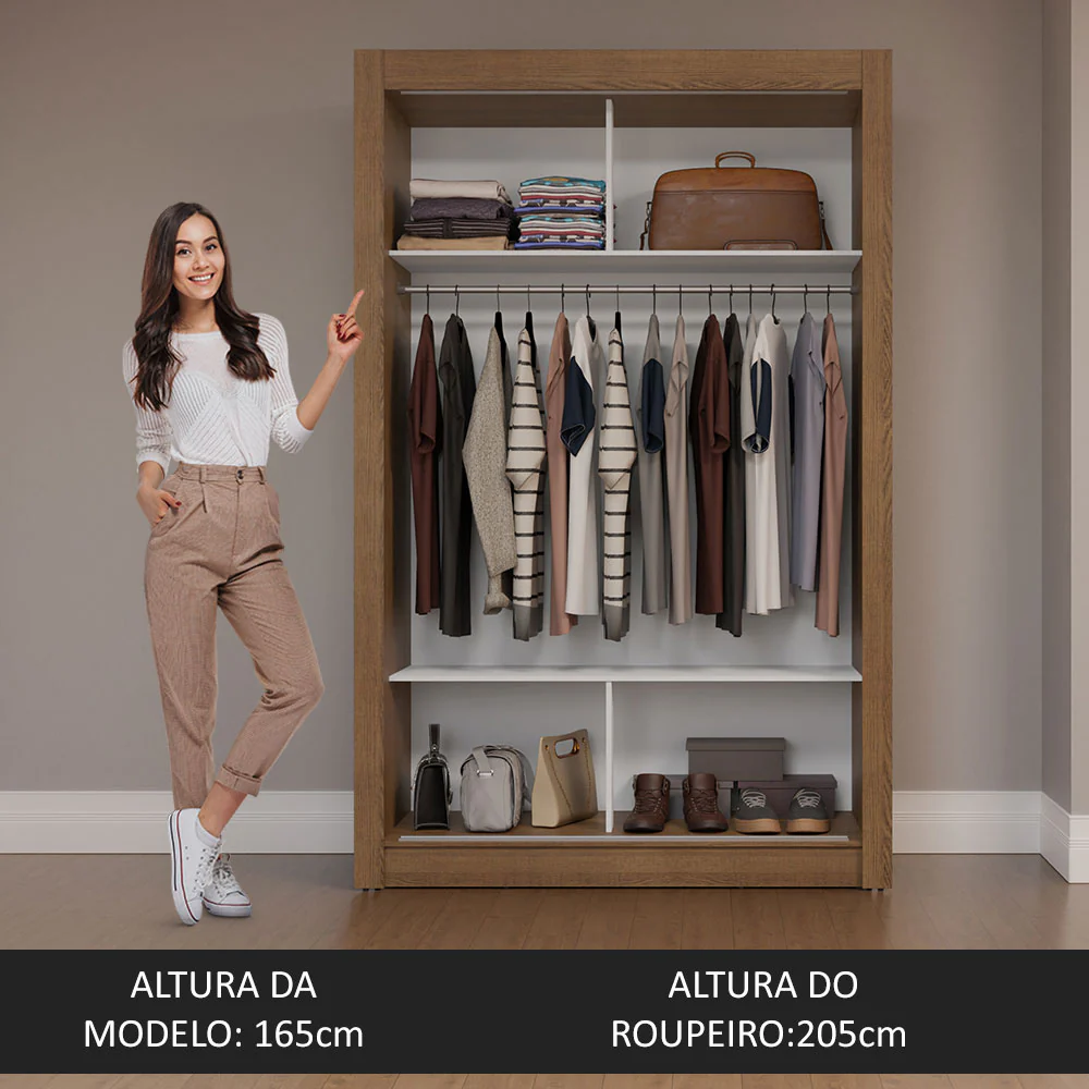 Guarda-Roupa Solteiro Madesa Denver 2 Portas de Correr Rustic/Cinza - Image 4