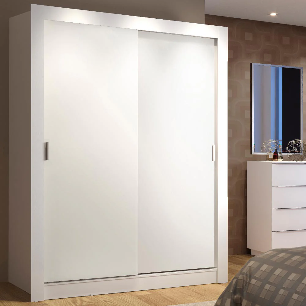 Guarda-Roupa Solteiro 2 Portas de Correr Branco Denver Madesa