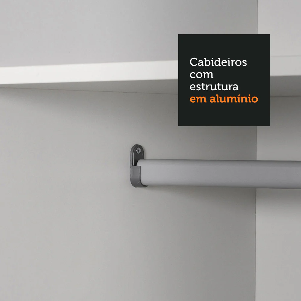 Guarda-Roupa Solteiro Madesa Denver 2 Portas de Correr com Espelho Branco/Preto - Image 7