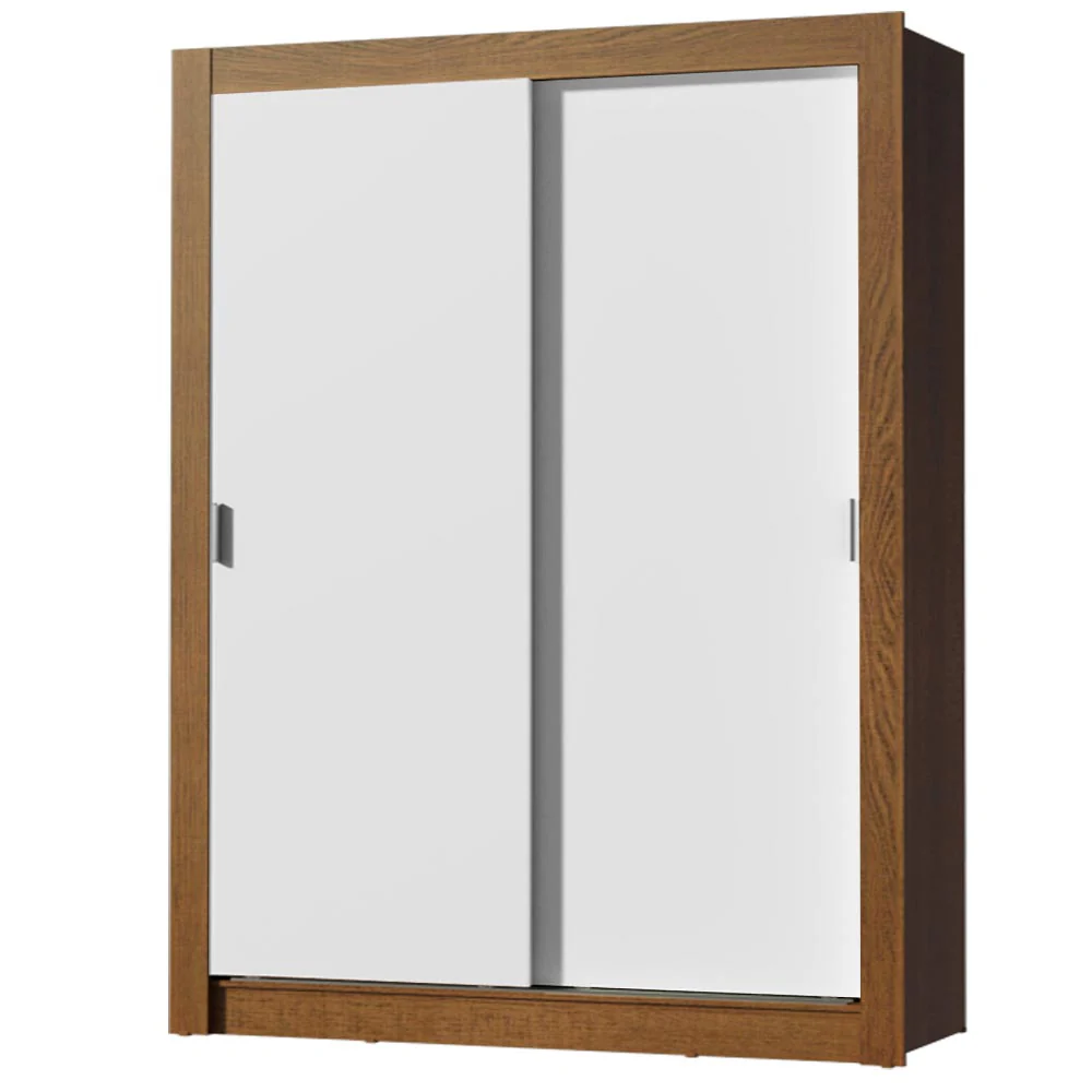 Guarda-Roupa Solteiro Madesa Denver 2 Portas de Correr Rustic/Branco - Image 2