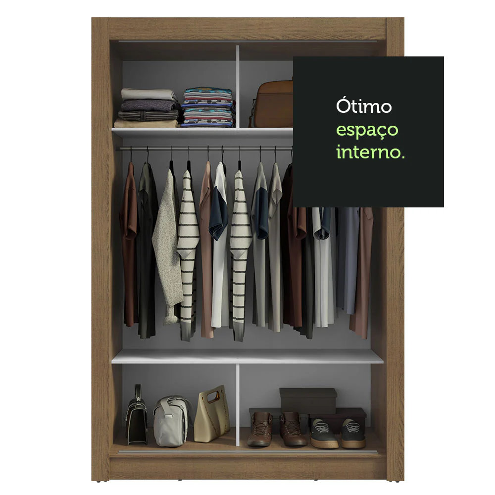 Guarda-Roupa Solteiro Madesa Denver 2 Portas de Correr Rustic/Preto - Image 7