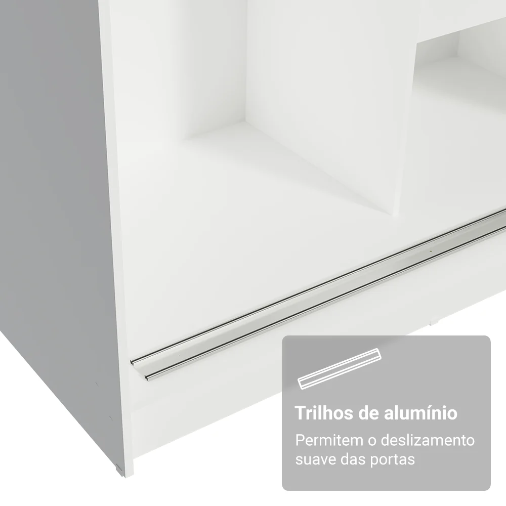 Guarda-Roupa Solteiro 2 Portas de Correr 2 Gavetas Branco Tokio Madesa - Image 7