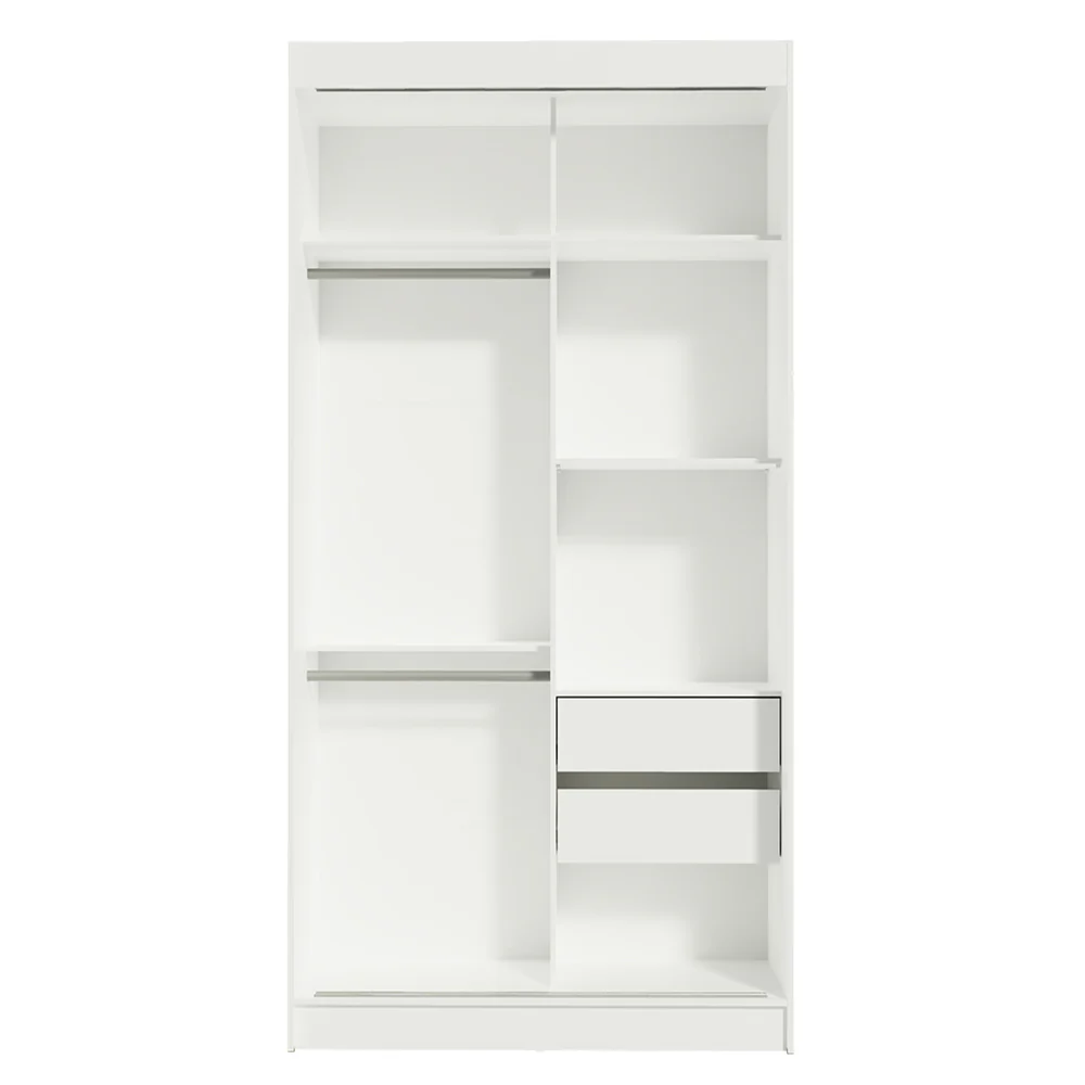 Guarda-Roupa Solteiro Madesa Tokio 2 Portas de Correr 2 Gavetas Branco/Preto - Image 10