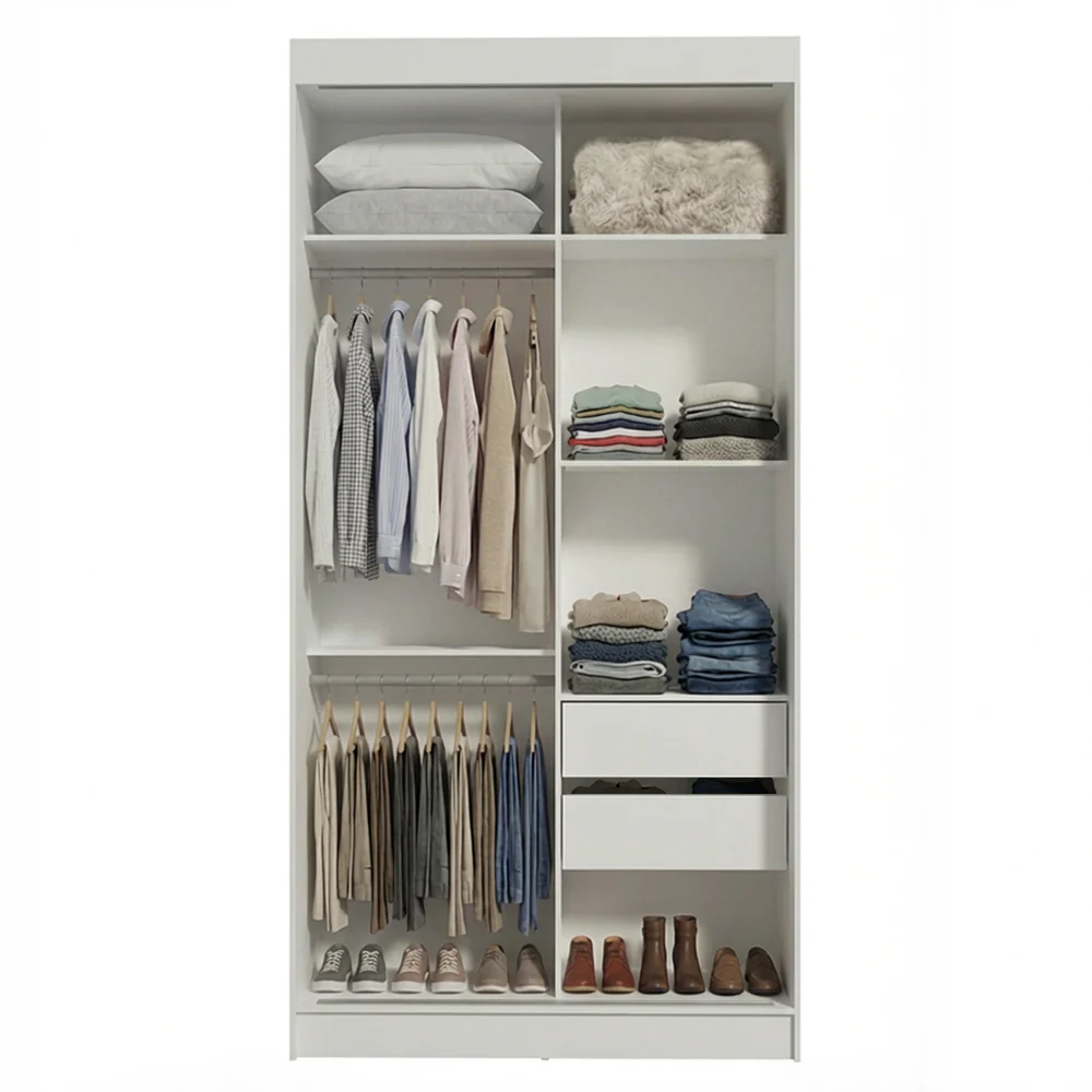Guarda-Roupa Solteiro Madesa Tokio 2 Portas de Correr 2 Gavetas Branco/Rustic - Image 5