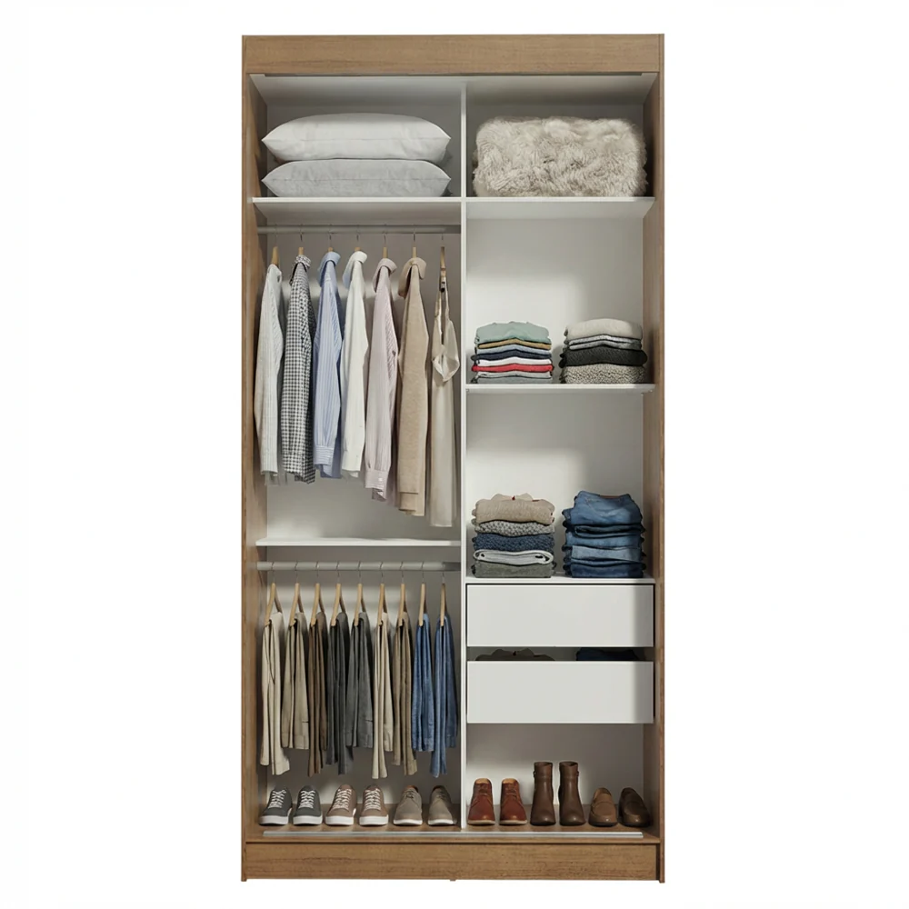Guarda-Roupa Solteiro Madesa Tokio 2 Portas de Correr 2 Gavetas Rustic/Branco - Image 5