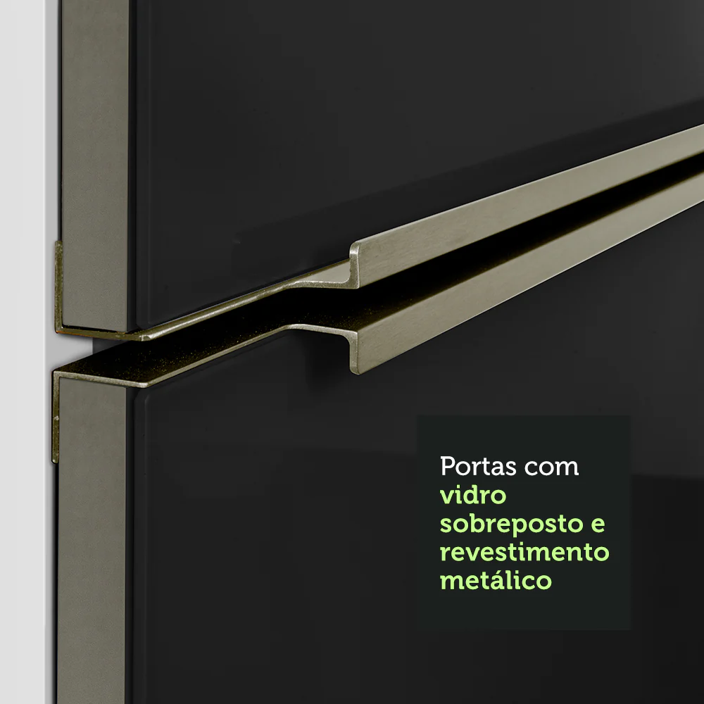 Ilha de Cozinha com Bancada e Balcão 120 cm Branco/Preto Lux Madesa - Image 7