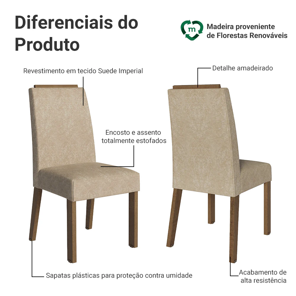 Kit 2 Cadeiras de Jantar 4255 com Espaldar Rustic/Imperial Madesa - Image 4