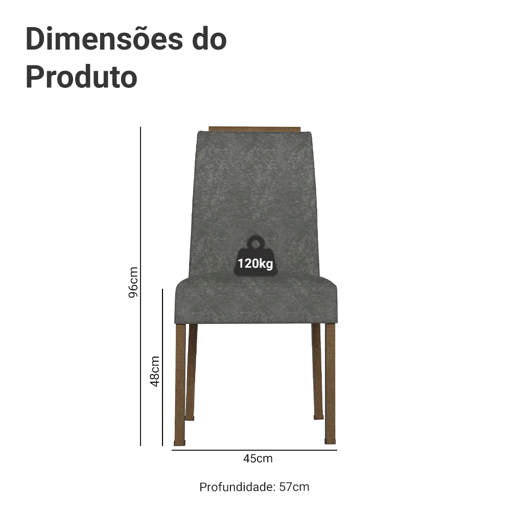 Kit 2 Cadeiras de Jantar 4255 com Espaldar Rustic/Silver Madesa - Image 3