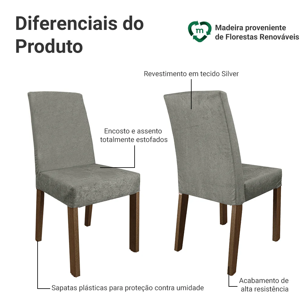 Kit 2 Cadeiras de Jantar 4255 Rustic/Silver Madesa - Image 4