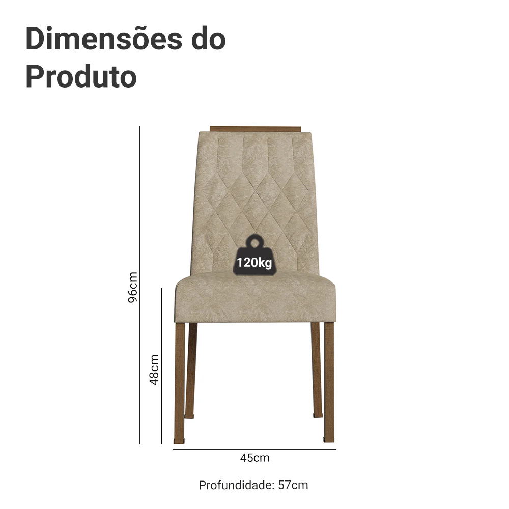 Kit 2 Cadeiras de Jantar 4256 com Espaldar Rustic/Imperial Madesa - Image 3