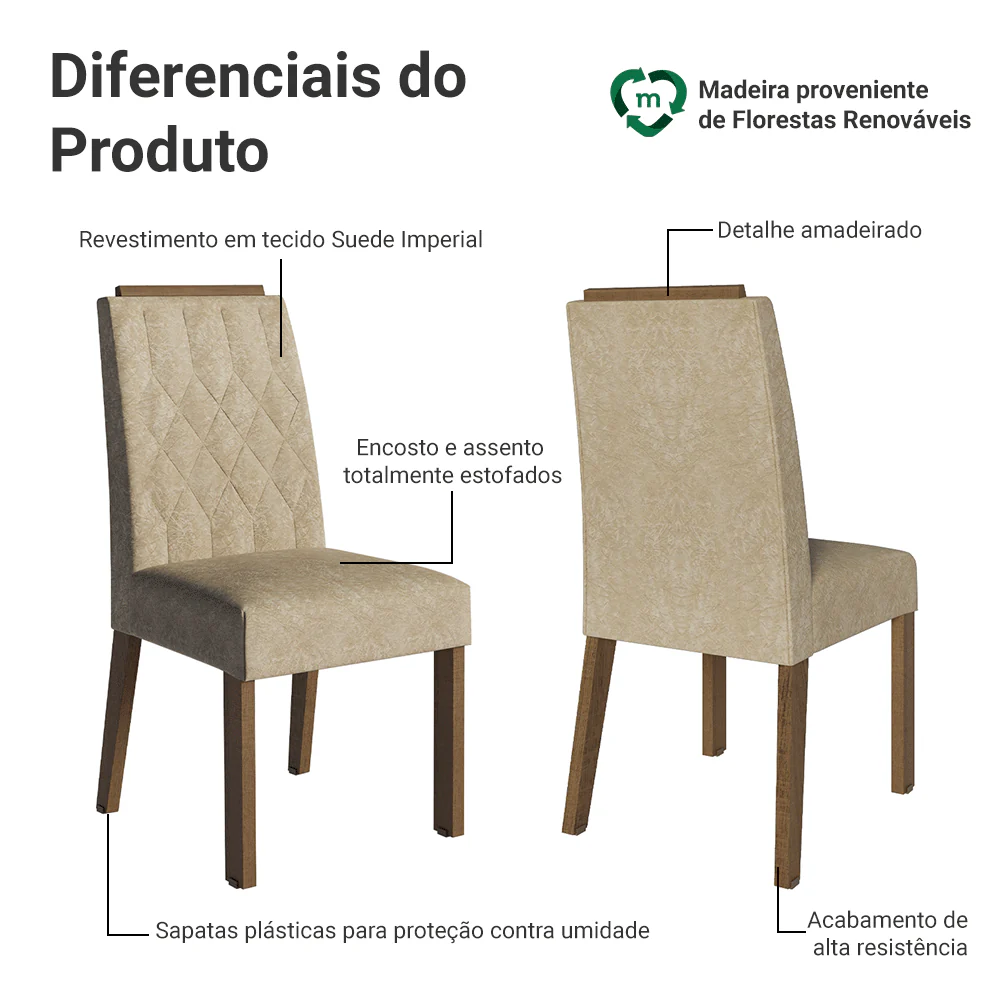 Kit 2 Cadeiras de Jantar 4256 com Espaldar Rustic/Imperial Madesa - Image 4