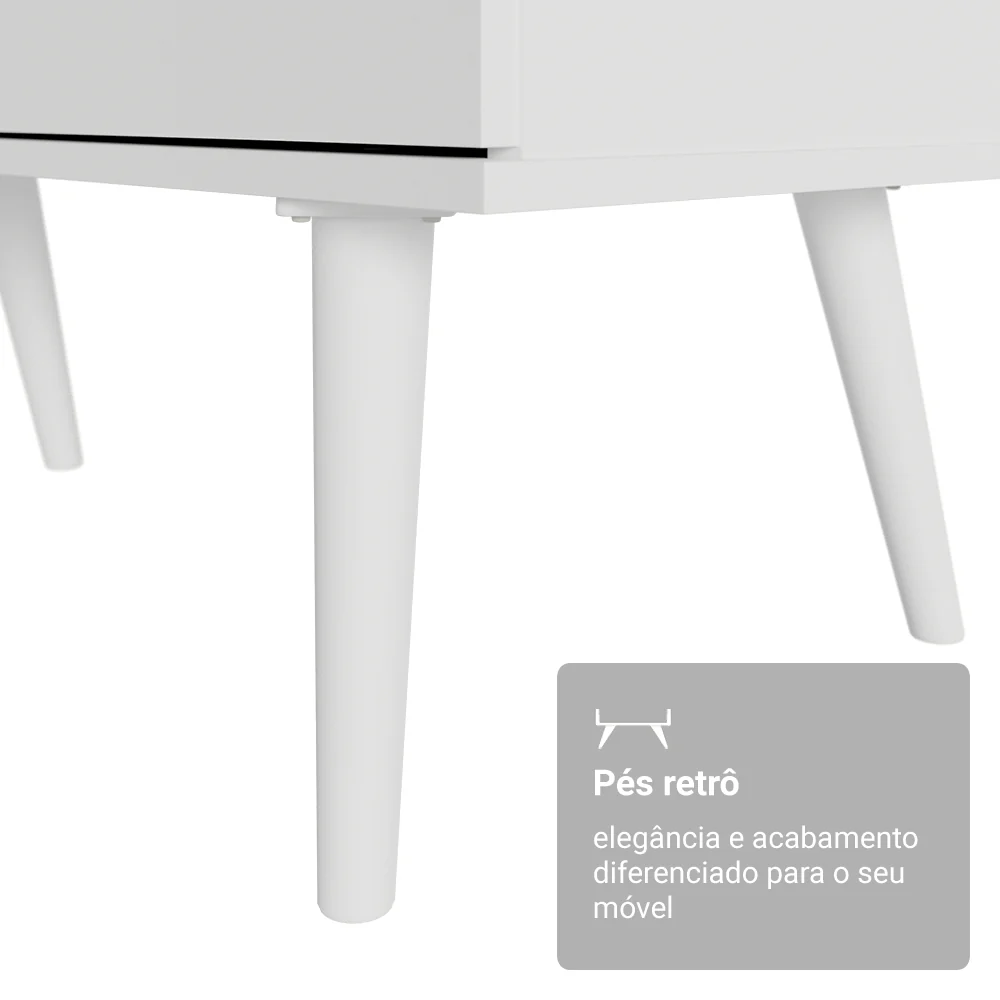 Kit 2 Peças com Escrivaninha em L 3 Gavetas e Armário Multiuso com Vidro Branco Madesa - Image 8