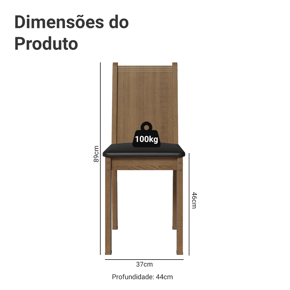 Kit 4 Cadeiras 4290 Madesa Rustic/Preto - Image 3