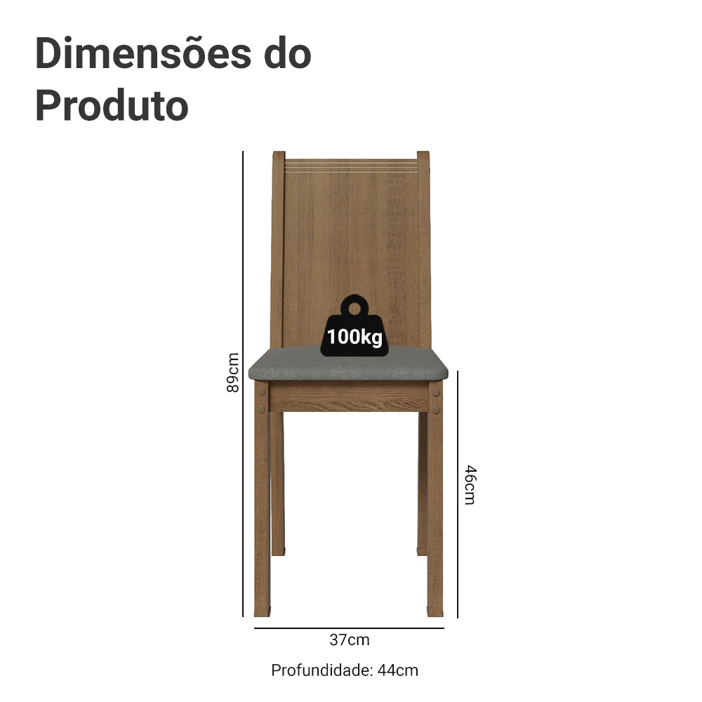Kit 4 Cadeiras 4290 Madesa Rustic/Silver - Image 3