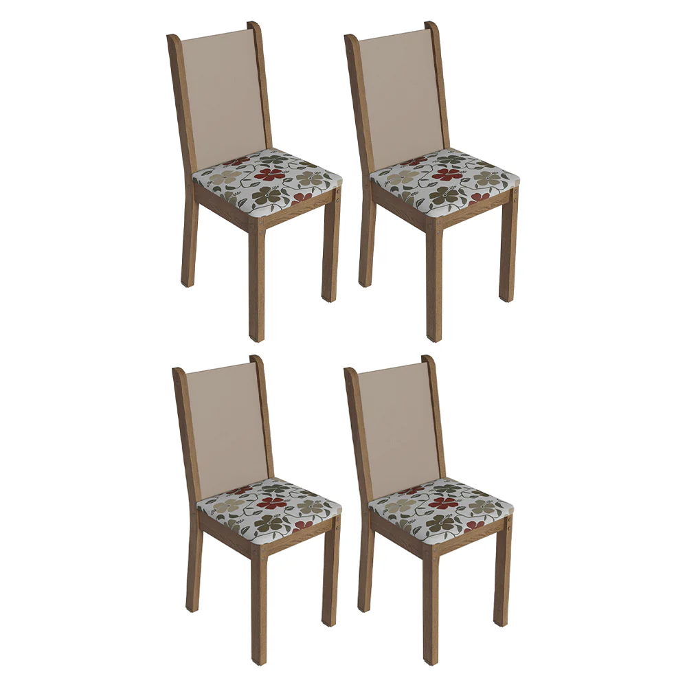 Kit 4 Cadeiras 4291 Madesa Rustic/Crema/Hibiscos - Image 2
