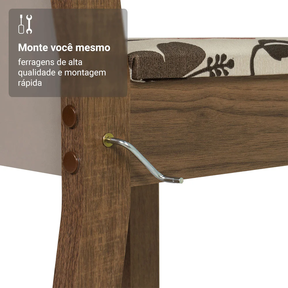 Kit 4 Cadeiras 4291 Madesa Rustic/Crema/Hibiscos - Image 9