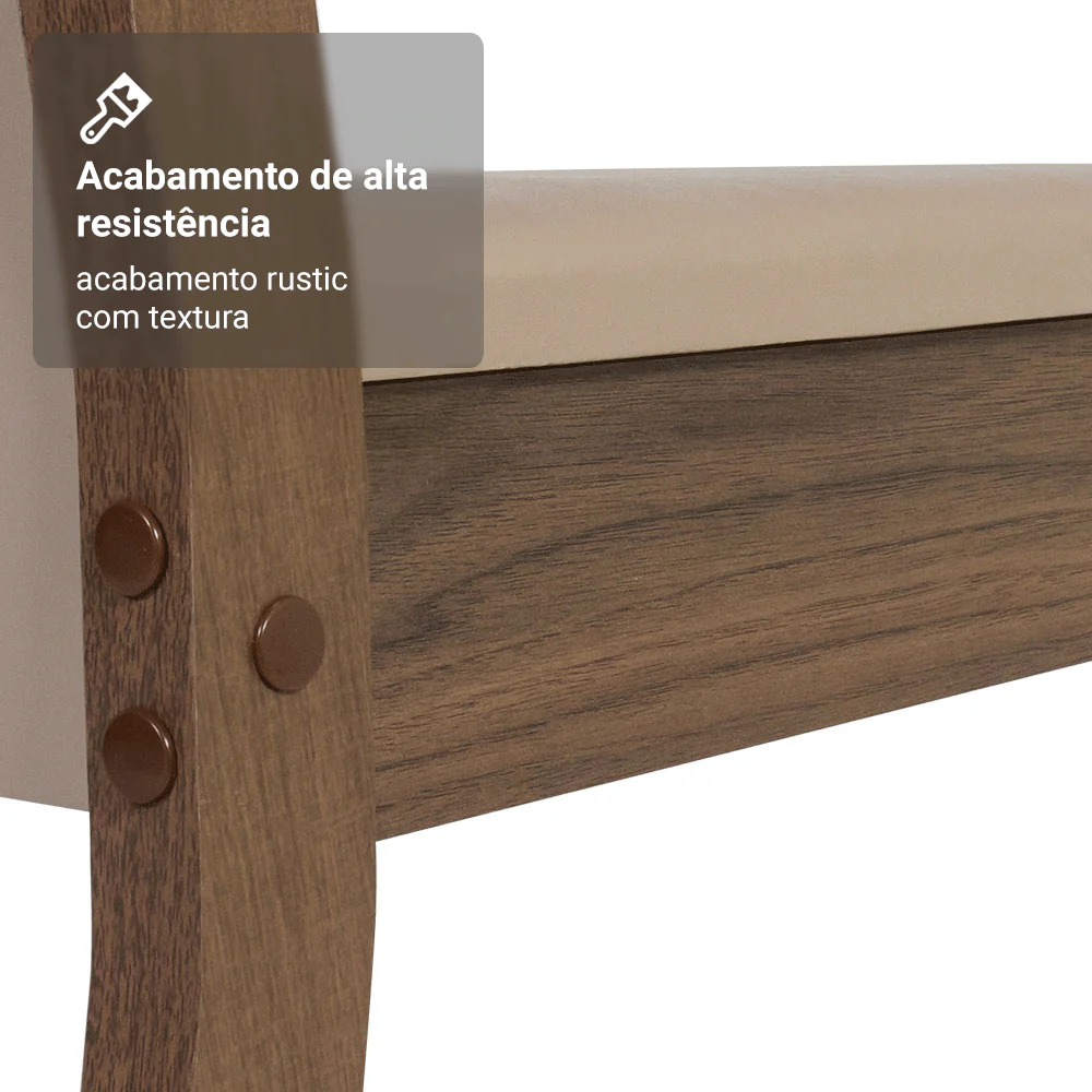 Kit 4 Cadeiras 4291 Madesa Rustic/Crema/Sintético Bege - Image 6