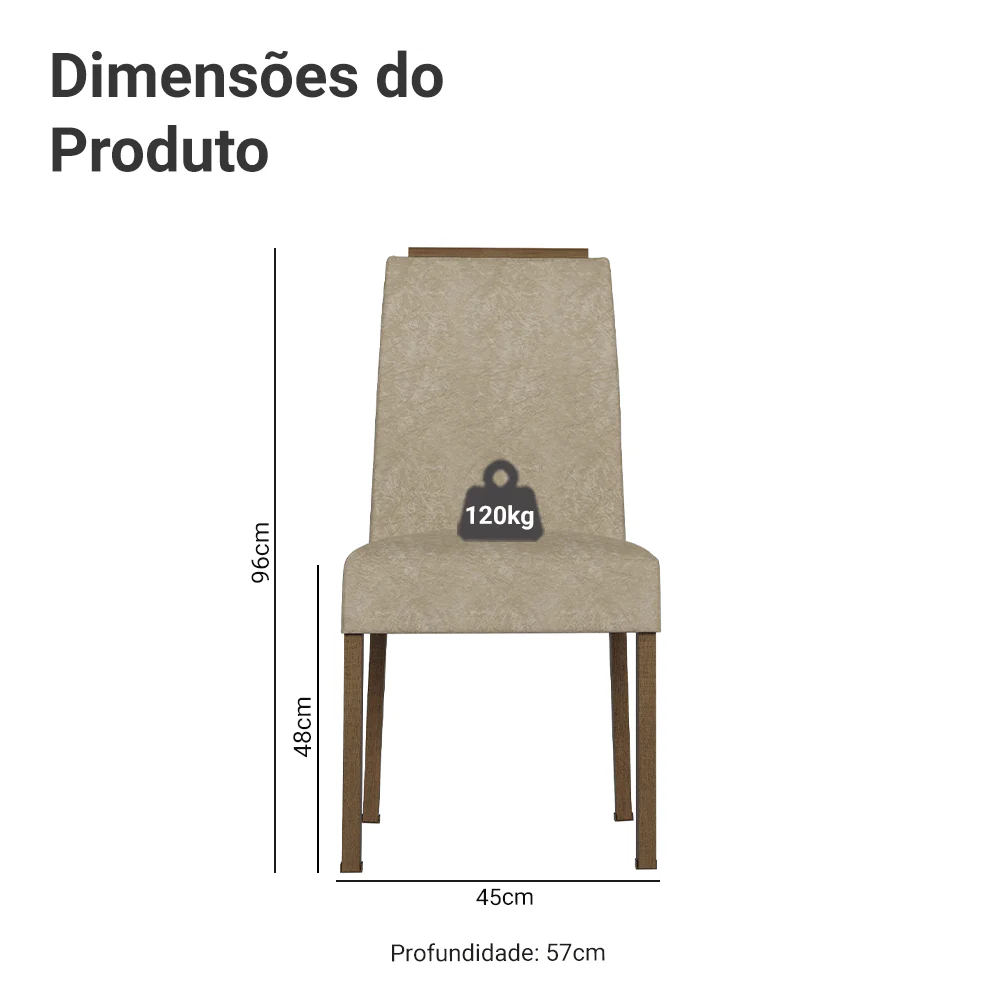 Kit 4 Cadeiras de Jantar 4255 com Espaldar Rustic/Imperial Madesa - Image 3