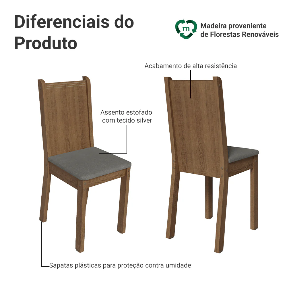 Kit 6 Cadeiras 4290 Madesa Rustic/Silver - Image 4