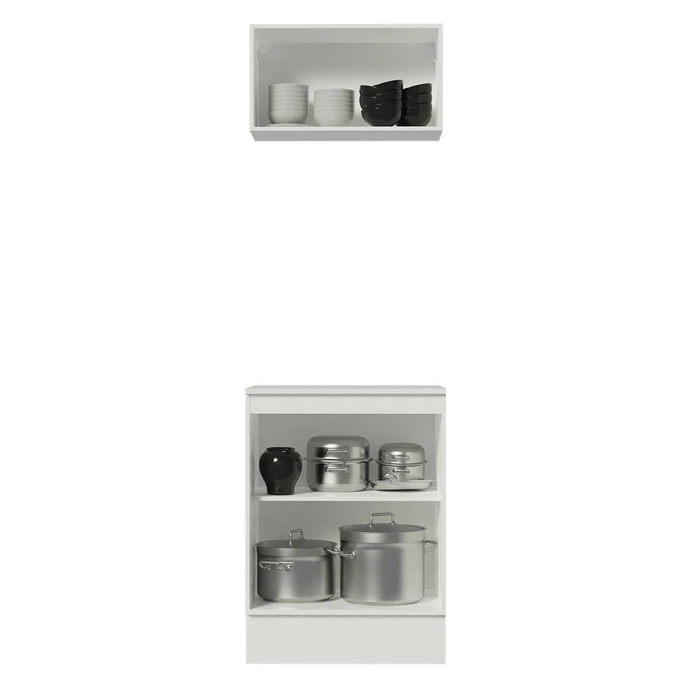 Kit 60 Madesa Smart 2 Portas e 1 Suspensa com tampo Rustic/Crema/Branco - Image 4