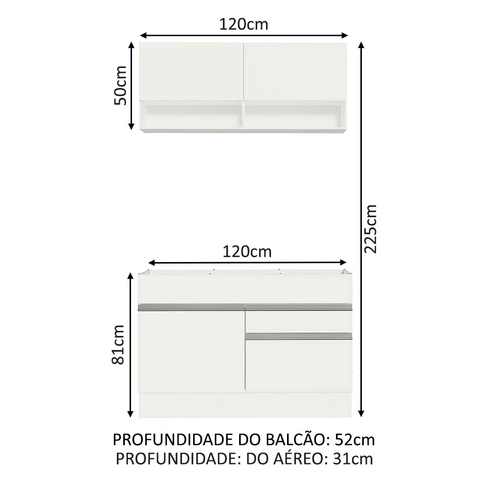 Kit Área De Serviço 120cm com Armário e Balcão Branco Madesa 01 - Image 3