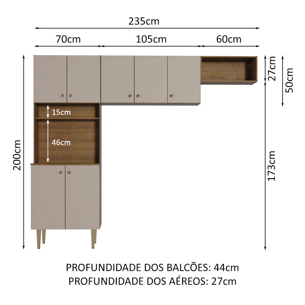 Kit Área de Serviço Lavanderia 235cm Rustic/Crema Gourmet Madesa - Image 3