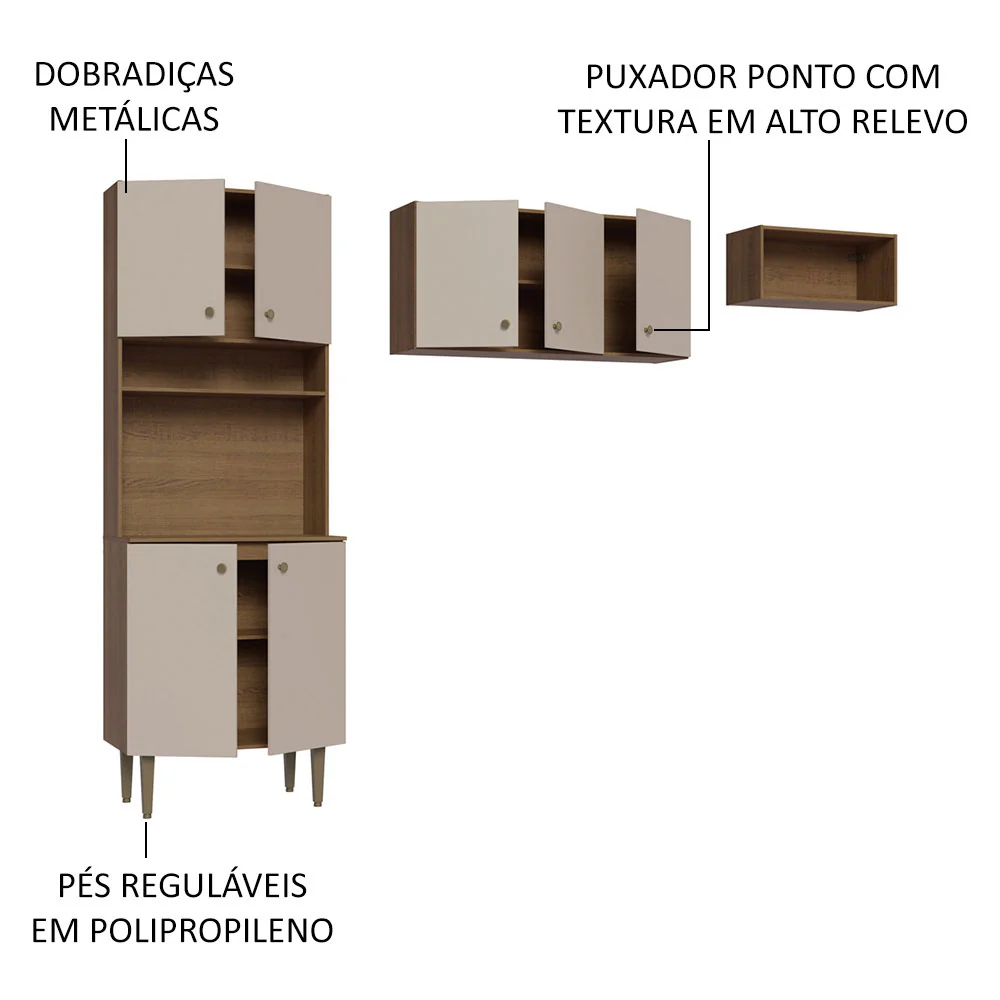 Kit Área de Serviço Lavanderia 235cm Rustic/Crema Gourmet Madesa - Image 4