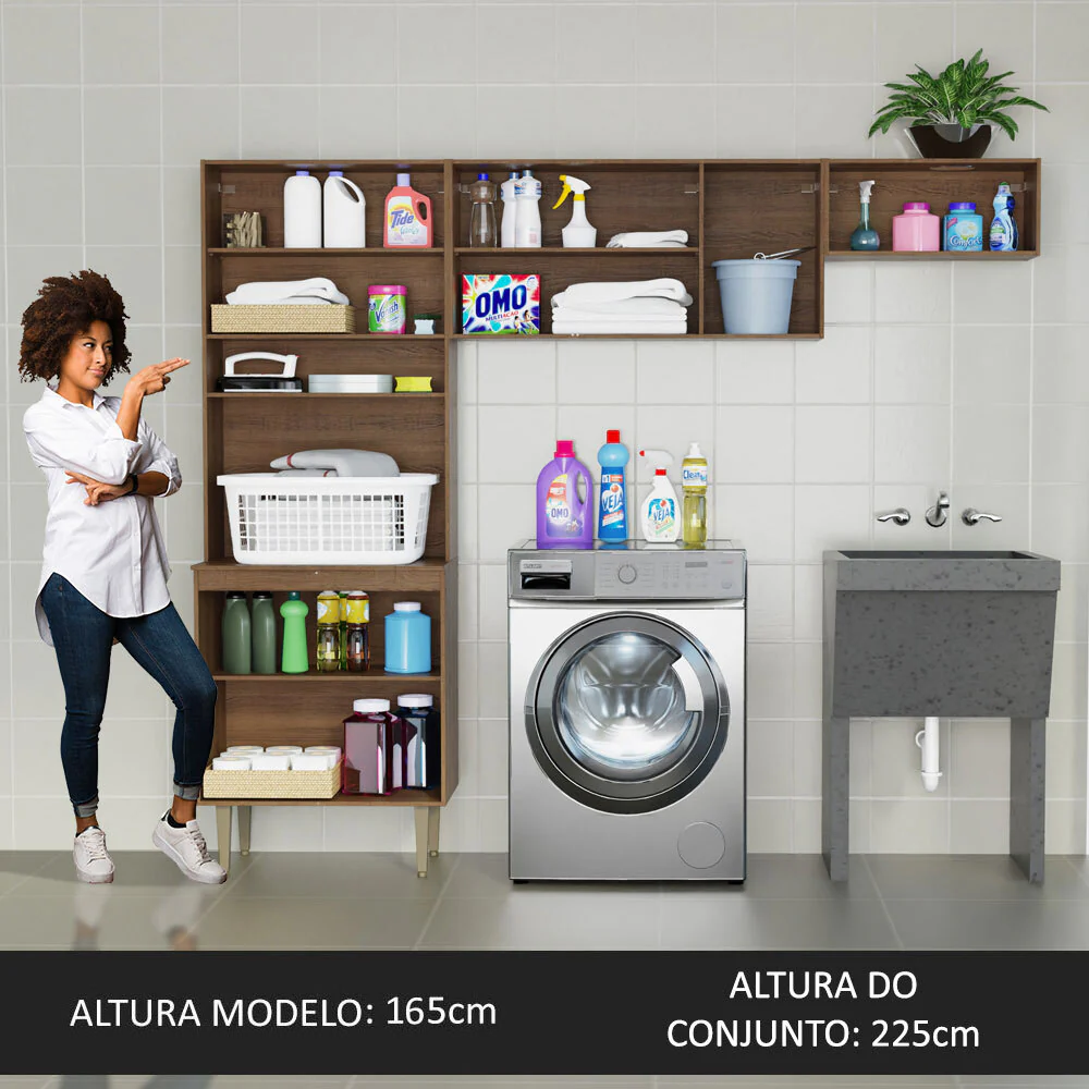 Kit Área de Serviço Lavanderia 235cm Rustic/Crema Gourmet Madesa - Image 5