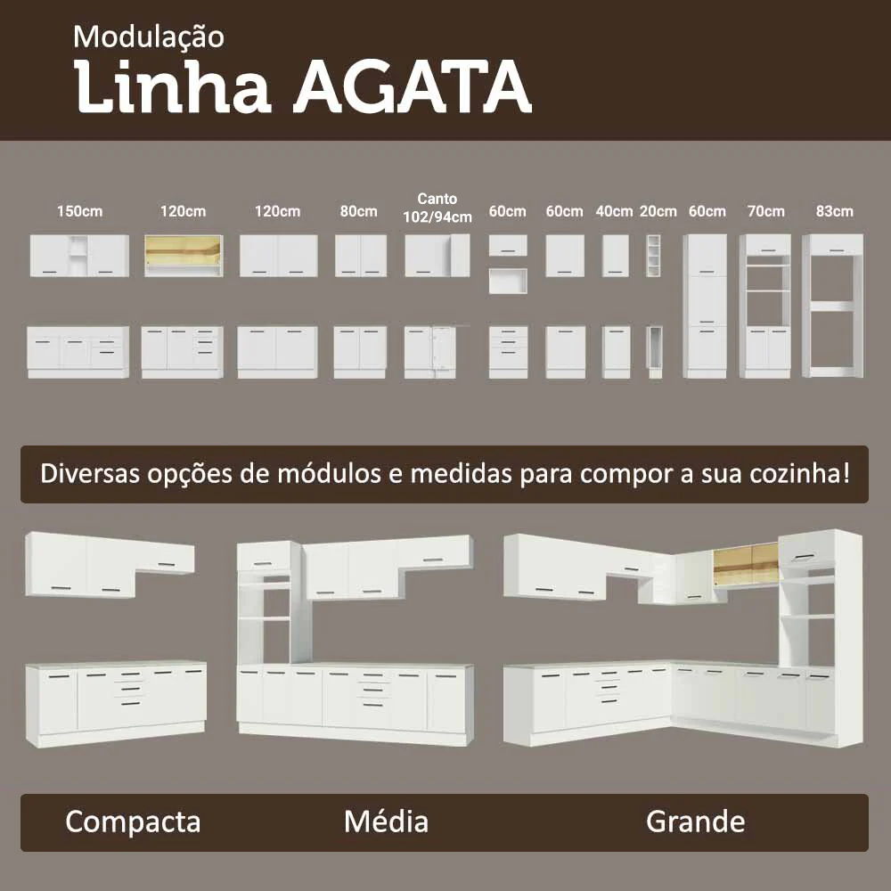 Kit Balcão + Cristaleira 70cm Branco Agata Madesa 02 - Image 8