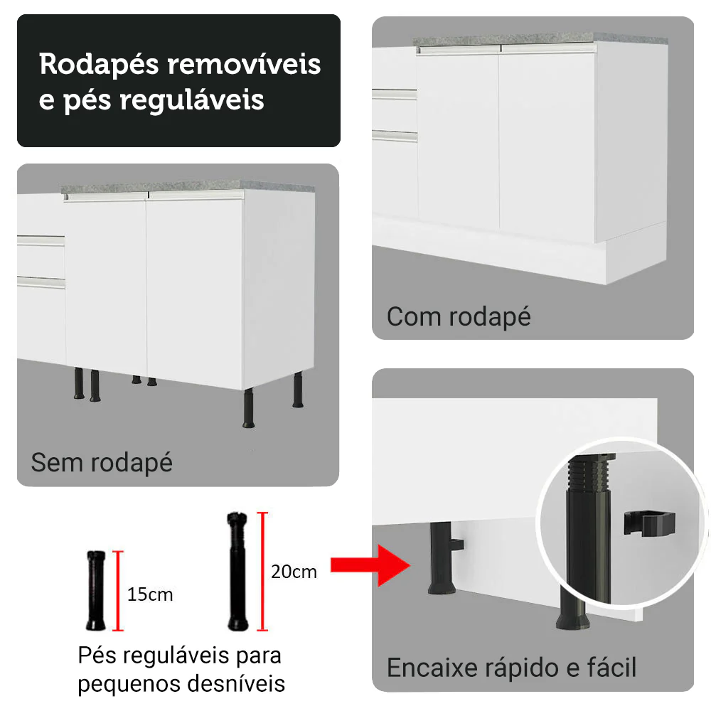 Kit Balcão + Cristaleira 70cm Branco Glamy Madesa 01 - Image 9