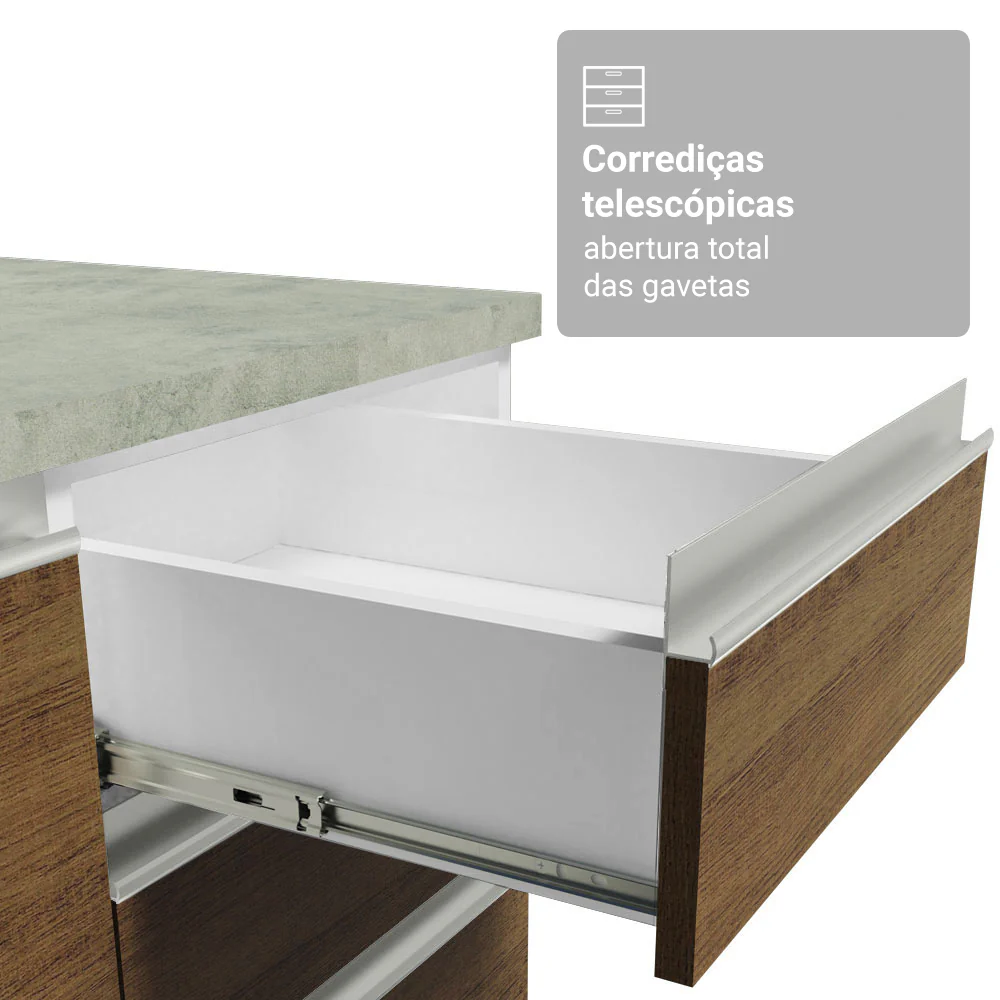 Kit Balcão + Cristaleira 70cm Branco/Rustic Glamy Madesa 01 - Image 8