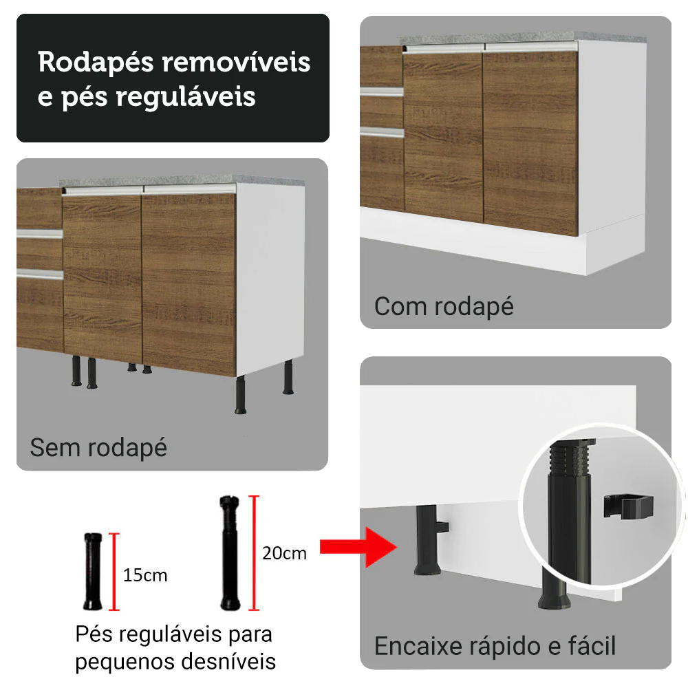 Kit Balcão + Cristaleira 70cm Branco/Rustic Glamy Madesa 01 - Image 9