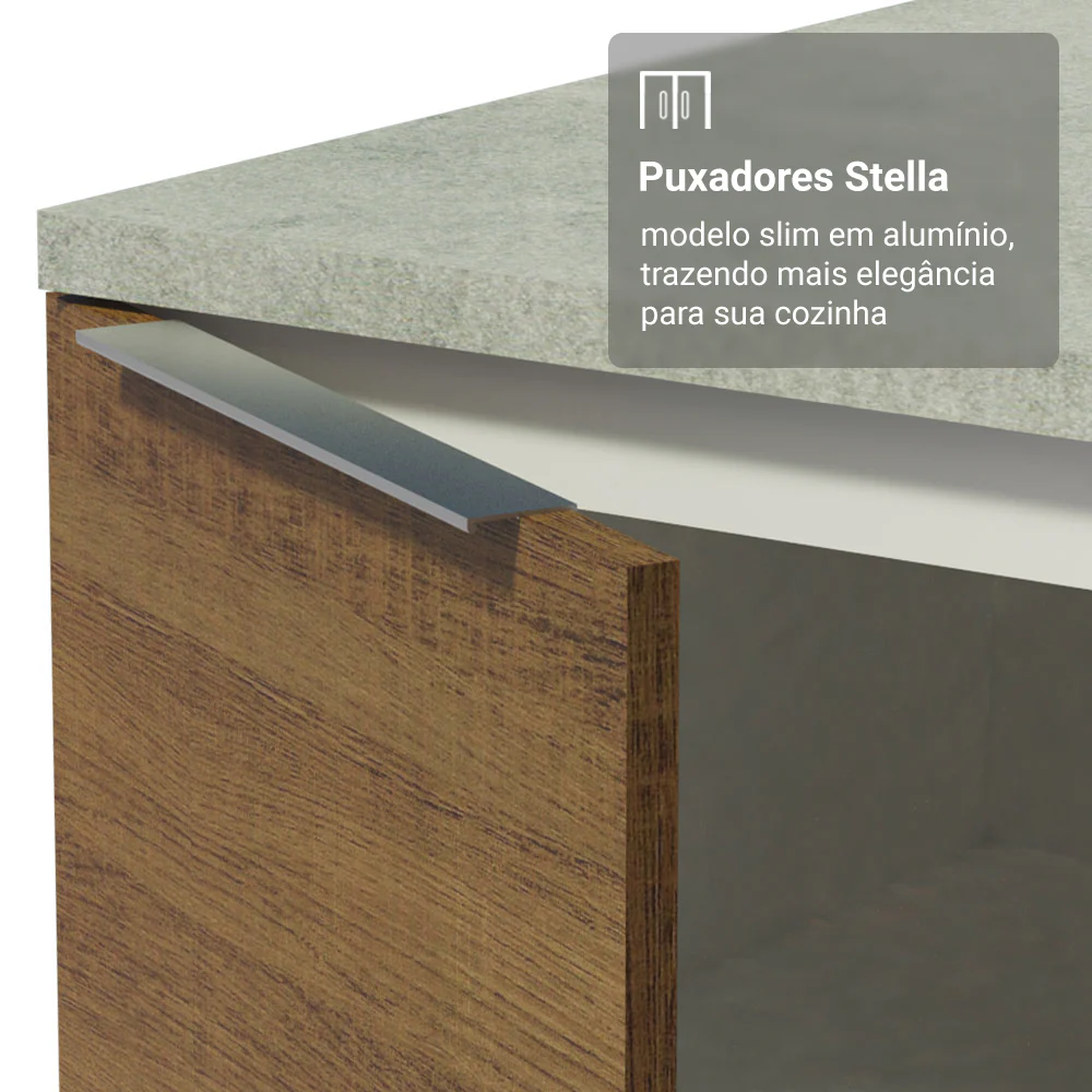 Kit Balcão + Cristaleira 70cm Branco/Rustic Stella Madesa 02 - Image 6