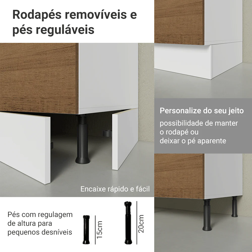 Kit Balcão + Cristaleira 70cm Branco/Rustic Stella Madesa 02 - Image 7