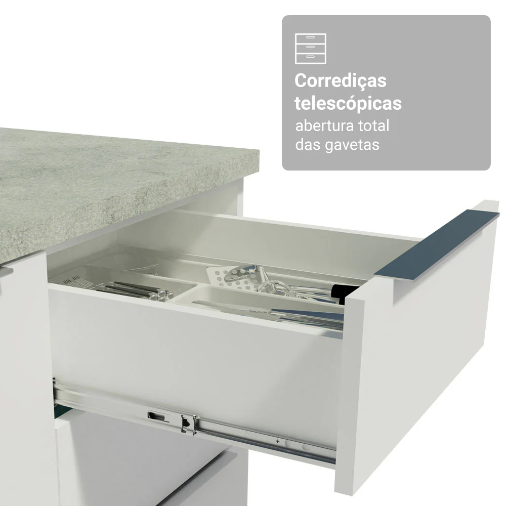 Kit Balcão + Cristaleira 70cm Branco Stella Madesa 01 - Image 8