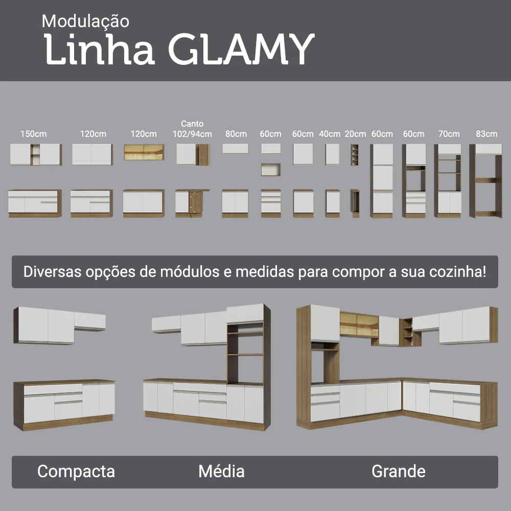Kit Balcão + Cristaleira 70cm Rustic/Branco Glamy Madesa 02 - Image 8