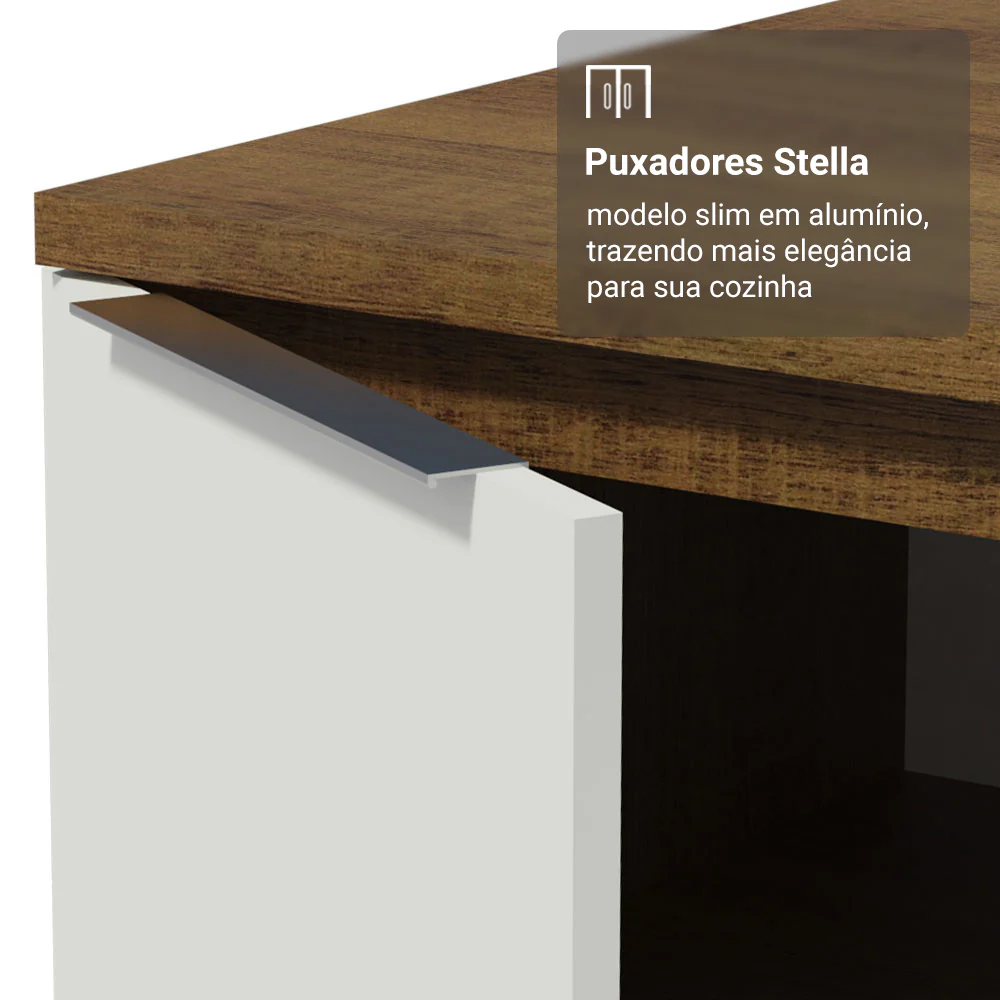 Kit Balcão + Cristaleira 70cm Rustic/Branco Stella Madesa 01 - Image 7