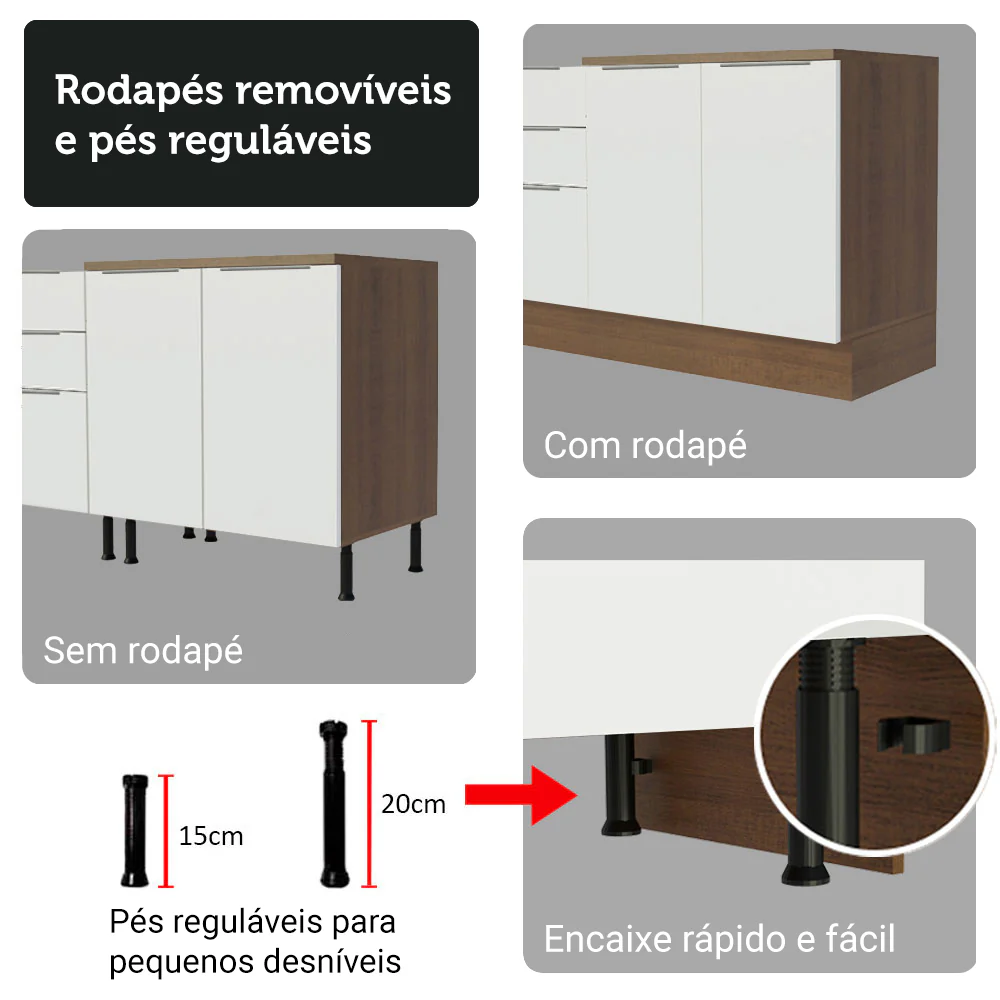 Kit Balcão + Cristaleira 70cm Rustic/Branco Stella Madesa 01 - Image 9
