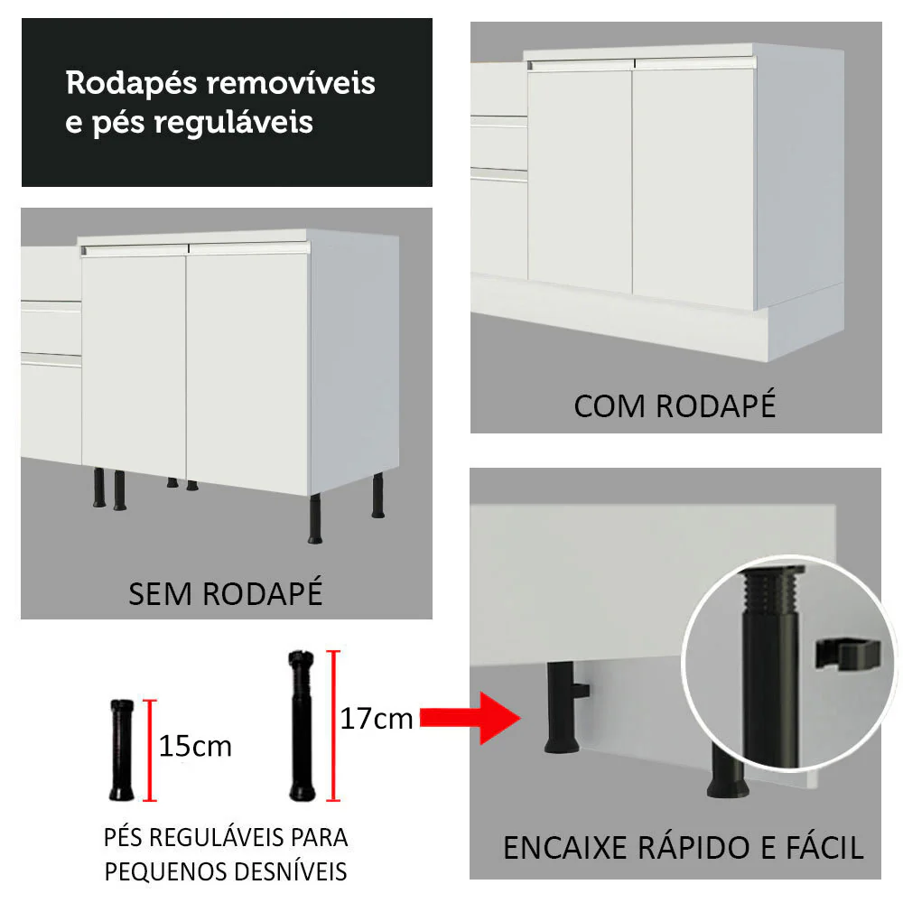 Kit Canto 100% MDF 2 Portas e Nicho Branco Smart Madesa - Image 9
