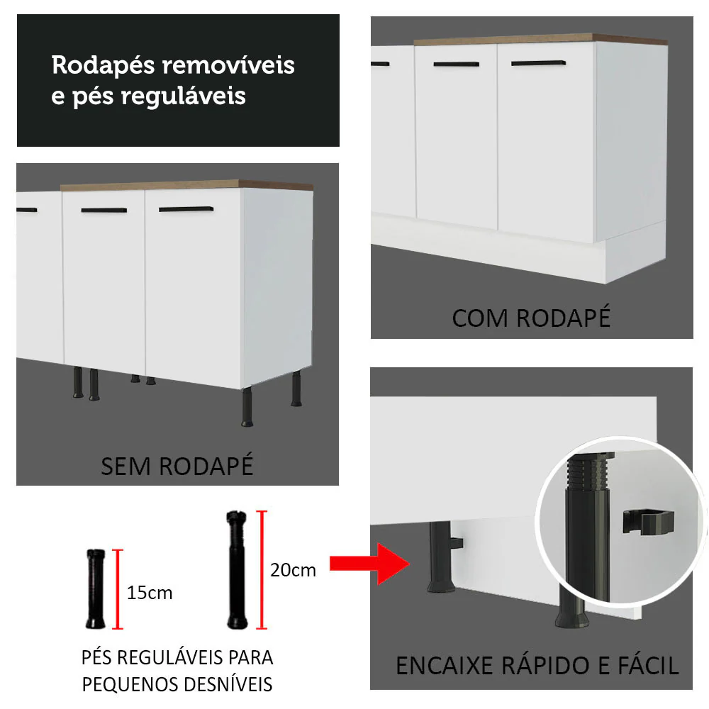 Kit com Balcão e Armário Aéreo Multiuso 120cm Branco/Rustic Agata Madesa - Image 7