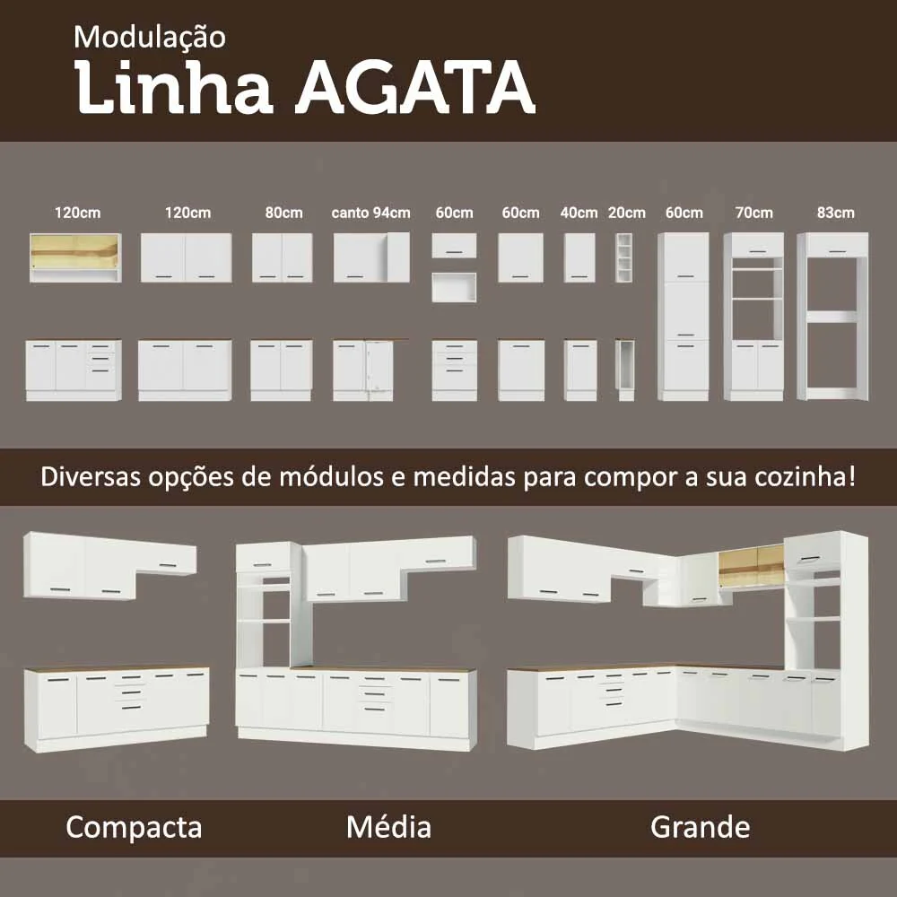 Kit com Balcão e Armário Aéreo Multiuso 120cm Branco/Rustic Agata Madesa - Image 8