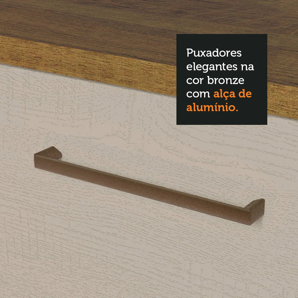 Kit com Balcão e Armário Aéreo Multiuso 120cm Rustic/Crema Agata Madesa - Image 6