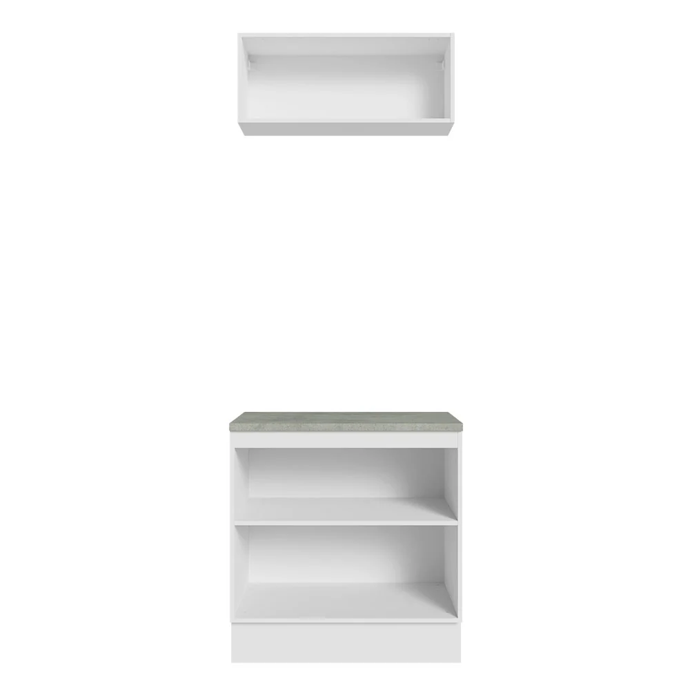Kit com Balcão e Armário Aéreo Multiuso 80cm Branco/Crema Agata Madesa - Image 6