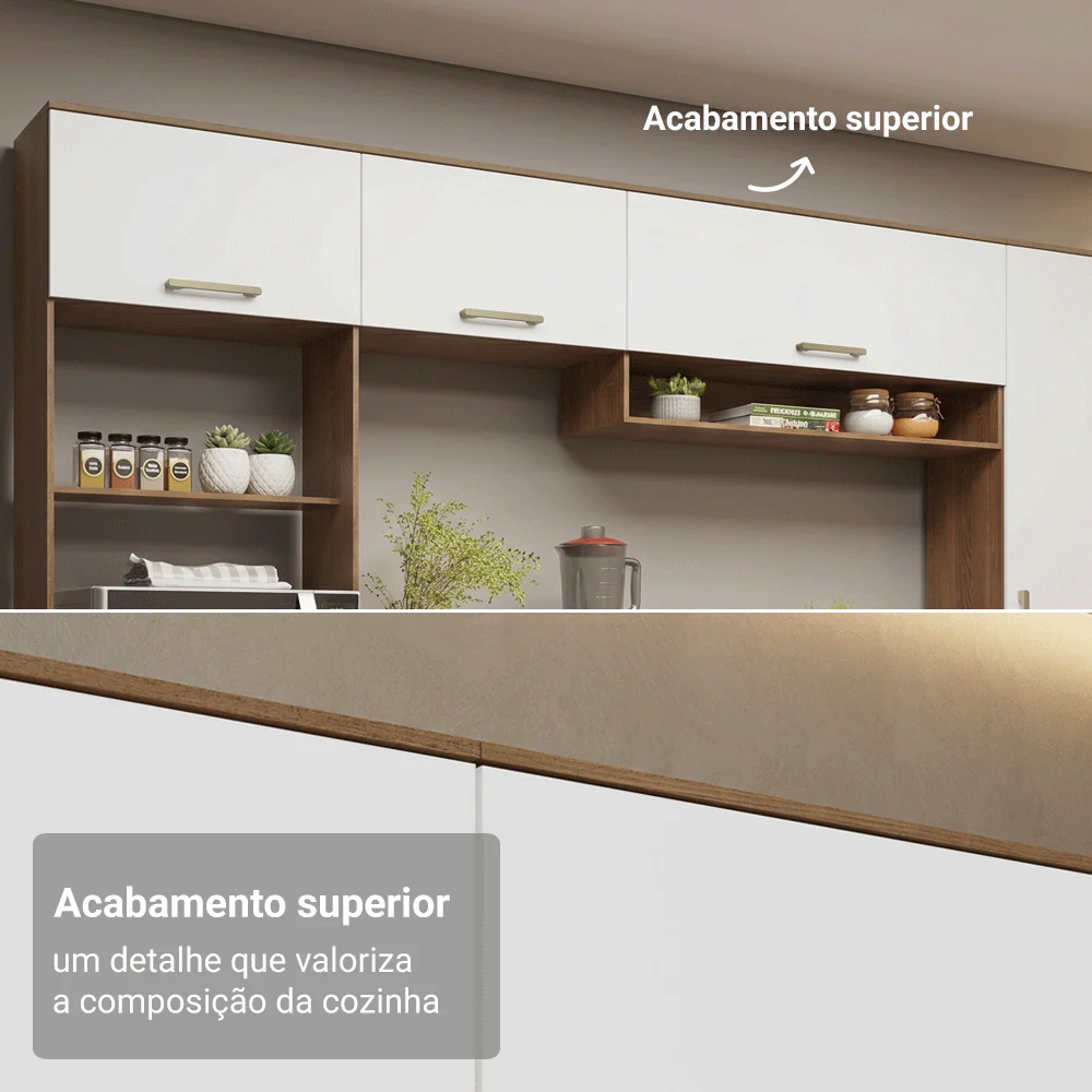 Kit Cozinha com Armário Aéreo e Balcão 60 cm Rustic/Branco Lille Madesa - Image 6